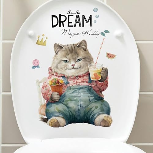 39 * 25CM 3PCS Fett Katze Selbst-Kleber Wc Deckel Aufkleber Lustige Pvc Wasserdichte Wc-sitz Aufkleber für Deckel Badezimmer Wand Aufkleber von GRASKY