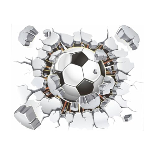 GRASKY 50 * 40CM 3PCS Fußball Gebrochene Wand Selbstklebende Wc Deckel Aufkleber Lustige wasserdichte Wc-Sitz Aufkleber für Deckel Wand Aufkleber von GRASKY