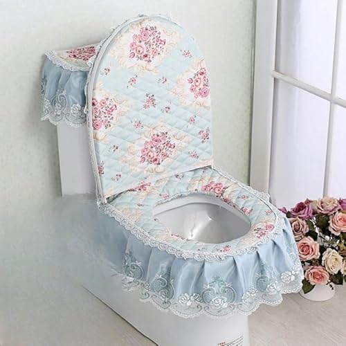 GRASKY 3 Teile/Satz Samt Wc Pads Wc Deckel & Tank Abdeckungen Spitze Tuch Wc Sitz Abdeckung Pads Spitze Wc Deckel deckt von GRASKY