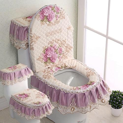 GRASKY 3 Teile/Satz Samt Wc Pads Wc Deckel & Tank Abdeckungen Spitze Tuch Wc Sitz Abdeckung Pads Spitze Wc Deckel deckt von GRASKY