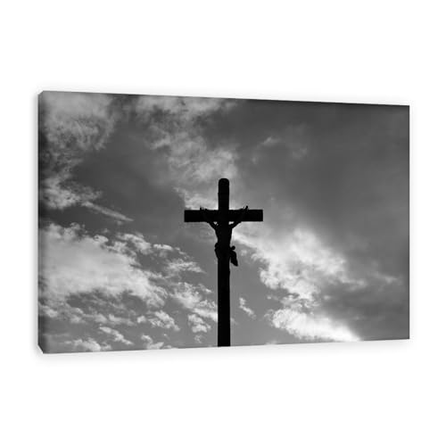 GRASKY Leinwand bilder -Schwarz Weiß Bilder Blume Schwarz Weiß Wandbilder Bilder Cross Leinwandbilder Bild auf Leinwand Kunstdruck Wohnzimmer Deko 80x120cm(31x47 Zoll) Innenrahmen von GRASKY