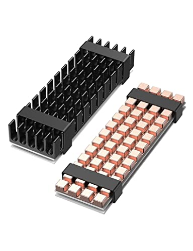 GRAUGEAR 2er-Pack M.2 SSD Kühlkörper-Kit, Hochleistungs-Dual Kühlung mit Kupfer (3mm) und Aluminium (10mm) für 2280 SSDs, Inklusive Wärmeleitpads von GRAUGEAR