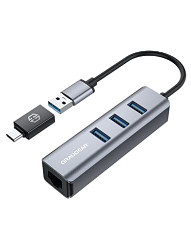 GRAUGEAR | 3 Ports USB 3.0 HUB + Gigabit Ethernet LAN RJ45 | USB-C | USB-A | Aluminiumgehäuse | USB Type-C Adapter | USB LAN Adapter | G-HUB31L-A, Gray GRAUGEAR | 3 Ports USB 3.0 HUB + Gigabit Ethernet LAN RJ45 | USB-C | USB-A | Aluminiumgehäuse | USB Type-C Adapter | USB LAN Adapter | G-HUB31L-A, Gray von GRAUGEAR