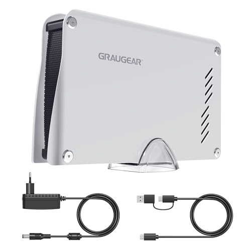 GRAUGEAR 4TB Externe Festplatte im Aluminiumgehäuse, Ideal für PS5, PS5 Slim & PS4, 3,5" HDD, Formatiert für PS5/PS4, für Gaming und Speicherplatz von GRAUGEAR
