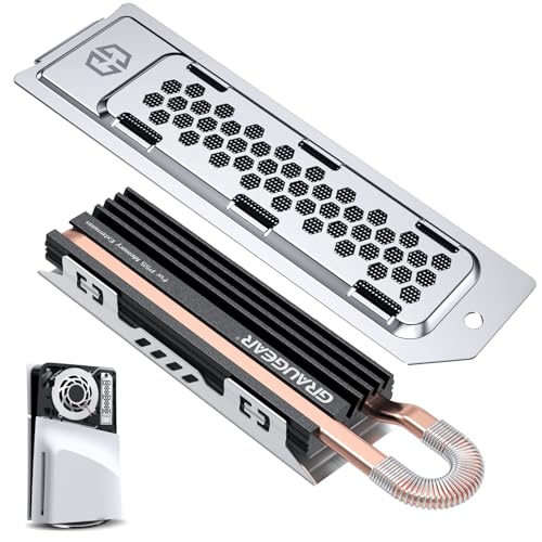 GRAUGEAR HeatPipe-Kühlkörper für M.2 NVMe SSD (2280), PS5 Pro, PS5 Slim, für Playstation Speichererweiterung, mit Staubgeschützter Abdeckung. (Für PS5 Slim & Pro) von GRAUGEAR