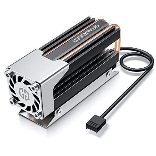 GRAUGEAR M.2 2280 SSD Kühlkörper, Direkte Berührung Wärme von Dual Kupfer Heatpipes, Aluminiumplatten-Fin Design, Thermopads inkl. Kühler für M.2 PCIe und SATA SSD[G-M2HS03-F] von GRAUGEAR