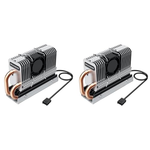 GRAUGEAR | M.2 NVMe SSD (2280) Kühler | Heatpipe Kühler mit Lüfter für M.2 SSD | aktive | 25mm PWM-Lüfter | geräuscharm | 4xWärmeleitpads | Kupfer Heatpipe | Aluminium Lamellen | G-M2HP04-F von GRAUGEAR