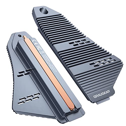 GRAUGEAR PS5 SSD Kühlkörperabdeckung, M.2 NVMe PS5 Kühlkörper, Shuttle-förmiges Design, Wärmeableitung mit Heatpipe-Kühler und Aluminium-Flosse für NVMe M2 PCIe 4.0 [G-PS5HS04] (PS5) von GRAUGEAR
