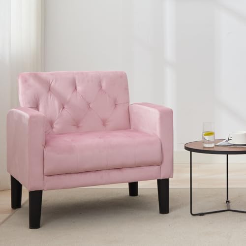 GRAVFORCE Ohrensessel Sessel Wohnzimmer Schlafzimmer Polstersessel bequem und modern, Armchair Loungesessel Clubsessel 136 KG belastbar Elegant Samt Rosa von GRAVFORCE