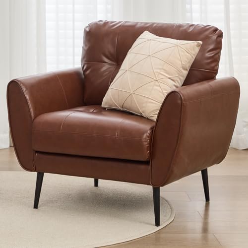 GRAVFORCE Sessel Wohnzimmer Ohrensessel Sessel mit Armlehnen, Bequem und Modern, Lesesessel Loungesessel, Prägunoserie Einzelsofa Braun von GRAVFORCE