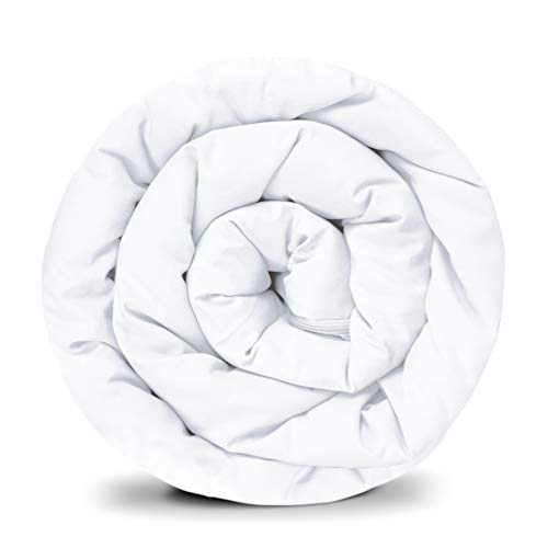 GRAVITY Basic Gewichtsdecke Bezug in Weiß Baumwolle Schlaufen Bezugssystem mit Reißverschluss Sommerbezug für Erwachsene/Jugendliche für besseren Schlaf Größe: 135x200 cm von Gravity