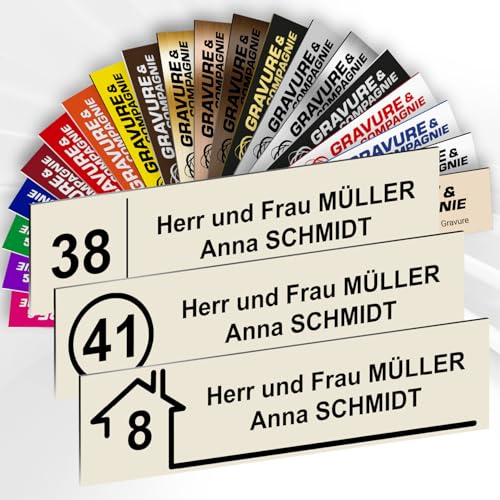 Briefkastenschild mit Nummer – Adhesives PVC-Schild – Graviertes Schild individuell gestaltbar 10 x 2,5 cm – 20 Farben verfügbar (Beige) von GRAVURE CONCEPT