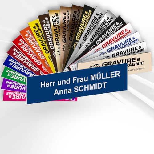 Intercom- oder Klingelschild selbstklebend aus PVC – Personalisierbare gravierte Platte 6 x 1,5 cm – 21 Farben verfügbar (Blau) von GRAVURE CONCEPT