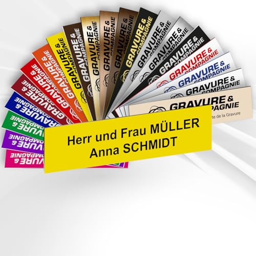 Intercom- oder Klingelschild selbstklebend aus PVC – Personalisierbare gravierte Platte 6 x 1,5 cm – 21 Farben verfügbar (Gelb) von GRAVURE CONCEPT
