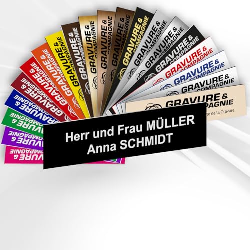 Intercom- oder Klingelschild selbstklebend aus PVC – Personalisierbare gravierte Platte 6 x 1,5 cm – 21 Farben verfügbar (Schwarz) von GRAVURE CONCEPT