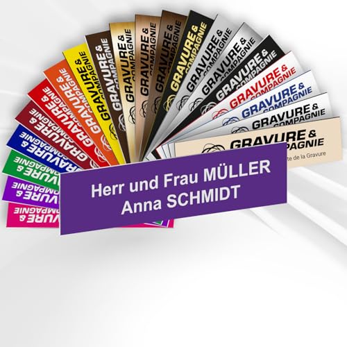 Intercom- oder Klingelschild selbstklebend aus PVC – Personalisierbare gravierte Platte 6 x 1,5 cm – 21 Farben verfügbar (Violett) von GRAVURE CONCEPT