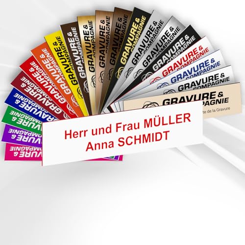 Intercom- oder Klingelschild selbstklebend aus PVC – Personalisierbare gravierte Platte 6 x 1,5 cm – 21 Farben verfügbar (Weiß mit roter Schrift) von GRAVURE CONCEPT