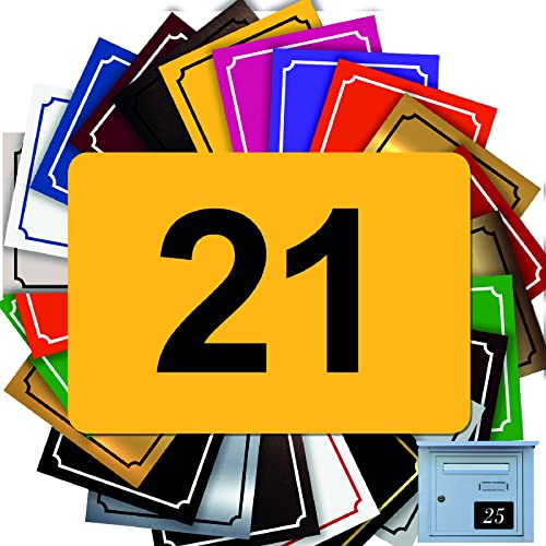 Selbstklebende Briefkastennummer - Hausnummer aus PVC - Gravierte Plakette zum Anpassen - MEDIUM 7 x 5 cm (Jaune - Gelb) von GRAVURE CONCEPT