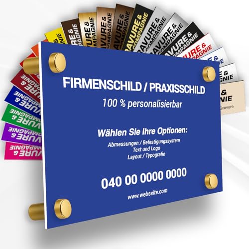 Individuelle PVC Praxisschild/Firmenschild – Gravierte Tafel für Arzt, Pflegekraft, Anwalt oder Unternehmen – Personalisierbar in Größe, Farbe, Text und Logo (Blau) von GRAVURE CONCEPT