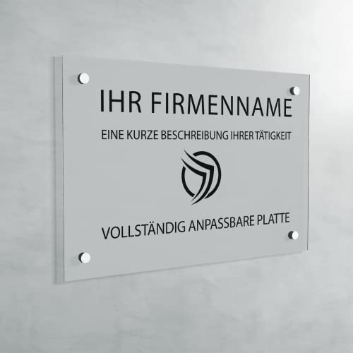 Individuelle PVC Praxisschild/Firmenschild – Gravierte Tafel für Arzt, Pflegekraft, Anwalt oder Unternehmen – Personalisierbar in Größe, Farbe, Text und Logo (Mattgrau) von GRAVURE CONCEPT