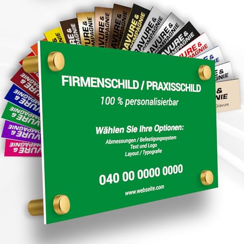 Individuelle PVC Praxisschild/Firmenschild – Gravierte Tafel für Arzt, Pflegekraft, Anwalt oder Unternehmen – Personalisierbar in Größe, Farbe, Text und Logo (Grün) von GRAVURE CONCEPT