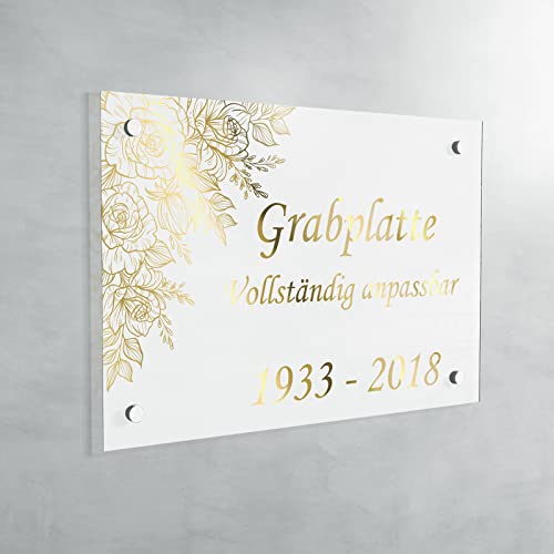 Personalisierte Troglass Grabplatte - 10 Farben und 30 Designs Erhältlich - Anpassbare Abmessungen (fond Blanc - Weiße) von GRAVURE CONCEPT