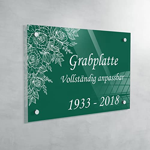 Personalisierte Troglass Grabplatte - 10 Farben und 30 Designs Erhältlich - Anpassbare Abmessungen (fond Vert Medium - Grün) von GRAVURE CONCEPT