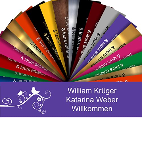 Selbstklebendes Briefkastenschild aus PVC - Gravierte Platte zum Anpassen 10 x 2,5 cm - 21 Farben erhältlich (Violett + deko) von GRAVURE CONCEPT