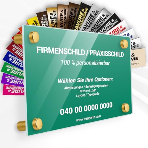 Praxisschild aus Troglass - Graviertes Praxisschild zur Anpassung - Individuelle Größe (fond Vert Medium/Grüner Hintergrund) von GRAVURE CONCEPT