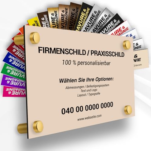 Individuelle PVC Praxisschild/Firmenschild – Gravierte Tafel für Arzt, Pflegekraft, Anwalt oder Unternehmen – Personalisierbar in Größe, Farbe, Text und Logo (Beige) von GRAVURE CONCEPT