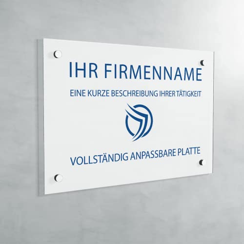 Praxisschild aus PVC - Graviertes Berufsschild zur Anpassung - Individuelle Größe (Blanc écrit bleu/Weiß mit blauer Schrift) von GRAVURE CONCEPT