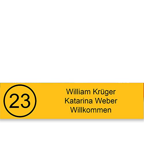 Selbstklebendes Briefkastenschild mit Nummer aus PVC - Gravierte Platte zum Anpassen 10 x 2,5 cm - 21 Farben erhältlich (Jaune - Gelb) von GRAVURE CONCEPT