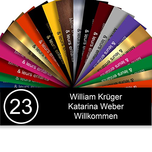 Selbstklebendes Briefkastenschild mit Nummer aus PVC - Gravierte Platte zum Anpassen 10 x 2,5 cm - 21 Farben erhältlich (Noir - Schwarz) von GRAVURE CONCEPT