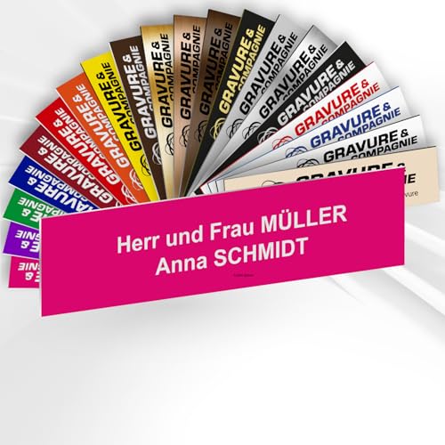 Personalisierte PVC Briefkastenschild mit selbstklebender Rückseite – 10 x 2,5 cm – Lasergravur – 20 Farben verfügbar (Rosa) von GRAVURE CONCEPT