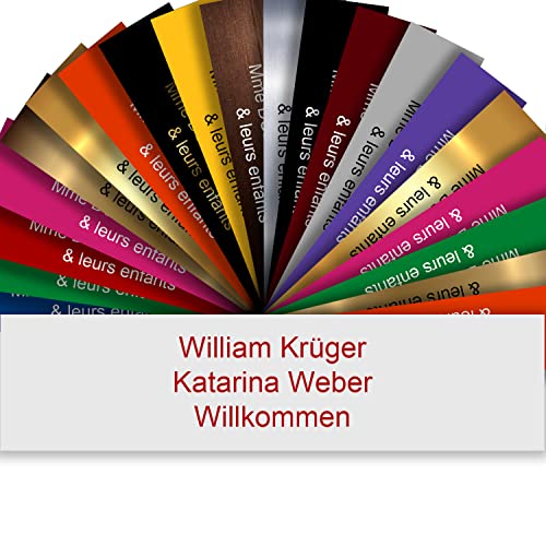 Selbstklebendes Briefkastenschild aus PVC - Gravierte Platte zum Anpassen 10 x 2,5 cm - 21 Farben erhältlich (Blanc/Rouge - Weiß geschrieben Rot) von GRAVURE CONCEPT