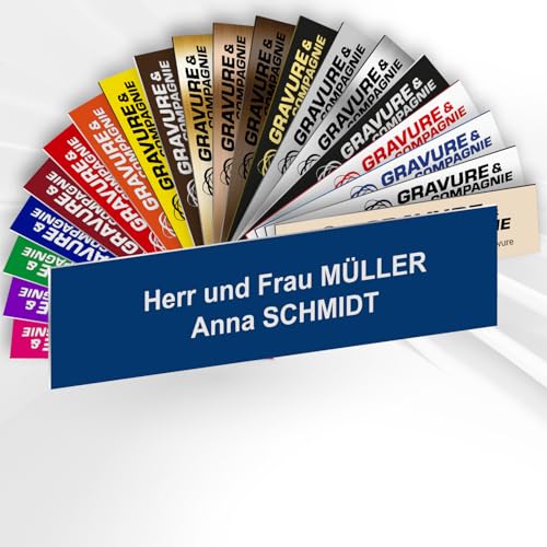 Personalisierte PVC Briefkastenschild mit selbstklebender Rückseite – 10 x 2,5 cm – Lasergravur – 20 Farben verfügbar (Blau) von GRAVURE CONCEPT