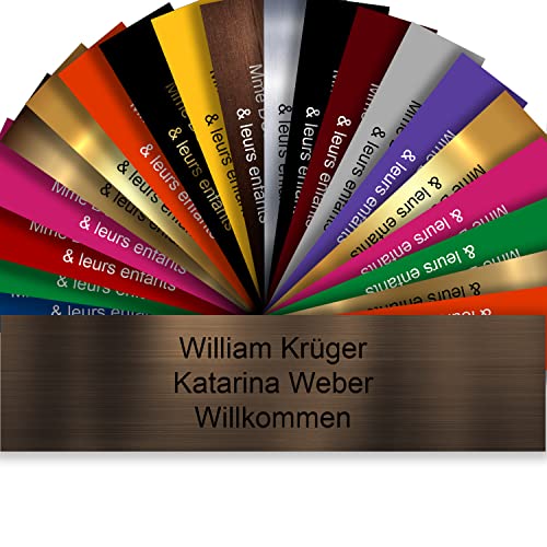 Selbstklebendes Briefkastenschild aus PVC - Gravierte Platte zum Anpassen 10 x 2,5 cm - 21 Farben erhältlich (Bronze/Noir - Bronze geschrieben Schwarz) von GRAVURE CONCEPT