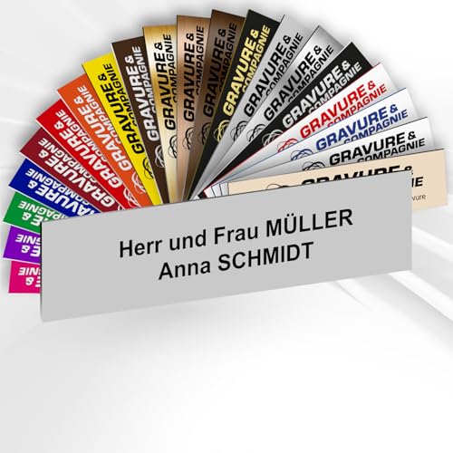 Personalisierte PVC Briefkastenschild mit selbstklebender Rückseite – 10 x 2,5 cm – Lasergravur – 20 Farben verfügbar (Mattgrau) von GRAVURE CONCEPT