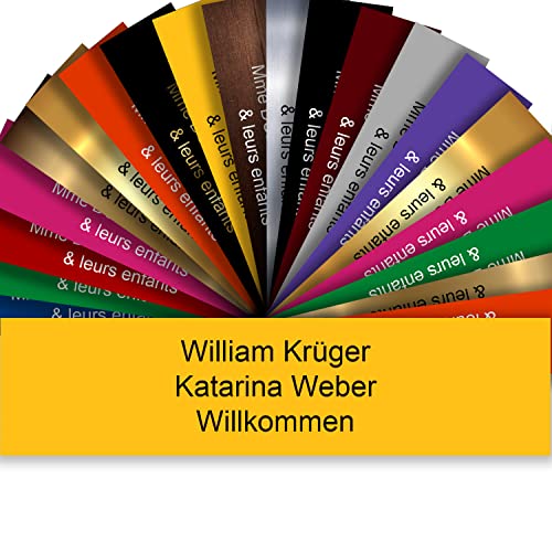 Personalisierte PVC Briefkastenschild mit selbstklebender Rückseite – 10 x 2,5 cm – Lasergravur – 20 Farben verfügbar (Gelb) von GRAVURE CONCEPT