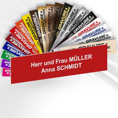 Personalisierte PVC Briefkastenschild mit selbstklebender Rückseite – 10 x 2,5 cm – Lasergravur – 20 Farben verfügbar (Rot) von GRAVURE CONCEPT