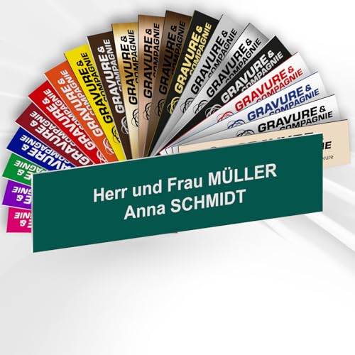 Personalisierte PVC Briefkastenschild mit selbstklebender Rückseite – 10 x 2,5 cm – Lasergravur – 20 Farben verfügbar (Grün) von GRAVURE CONCEPT