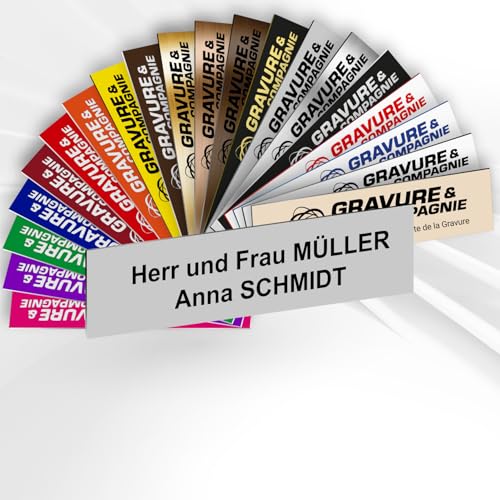 Intercom- oder Klingelschild selbstklebend aus PVC – Personalisierbare gravierte Platte 6 x 1,5 cm – 21 Farben verfügbar (Grau matt) von GRAVURE CONCEPT