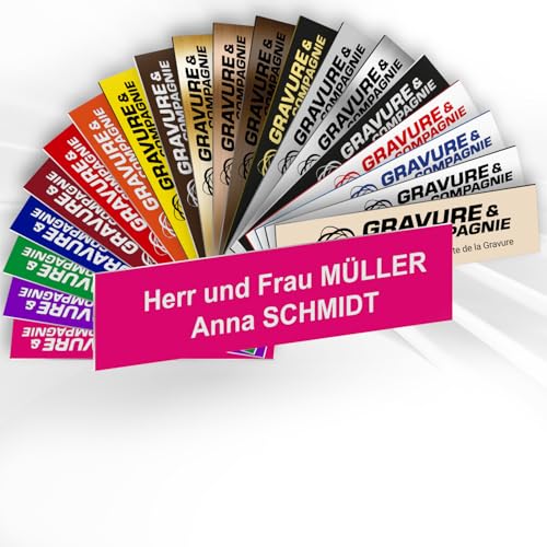 Intercom- oder Klingelschild selbstklebend aus PVC – Personalisierbare gravierte Platte 6 x 1,5 cm – 21 Farben verfügbar (Rosa) von GRAVURE CONCEPT