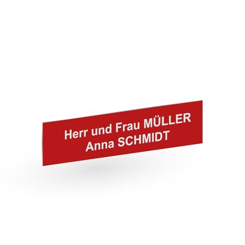 Intercom- oder Klingelschild selbstklebend aus PVC – Personalisierbare gravierte Platte 6 x 1,5 cm – 21 Farben verfügbar (Rot) von GRAVURE CONCEPT