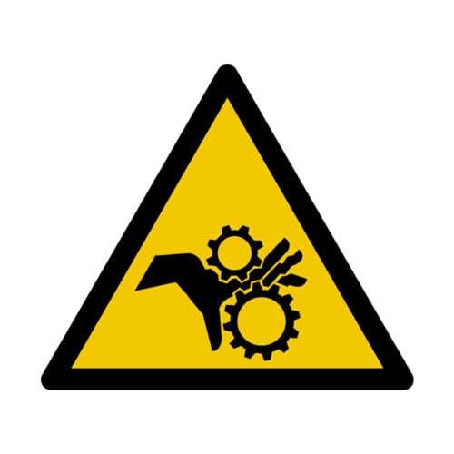 W214 - Achtung Hände Zahnräder - Warnschild - Maße wählbar - Norm ISO 7010 von GRAVURE CONCEPT