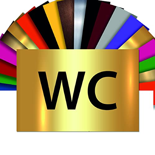 WC-Toiletten-Schild – Selbstklebende PVC-Türschild 10 x 15 cm – 21 Farben verfügbar (Glänzendes Gold) von GRAVURE CONCEPT