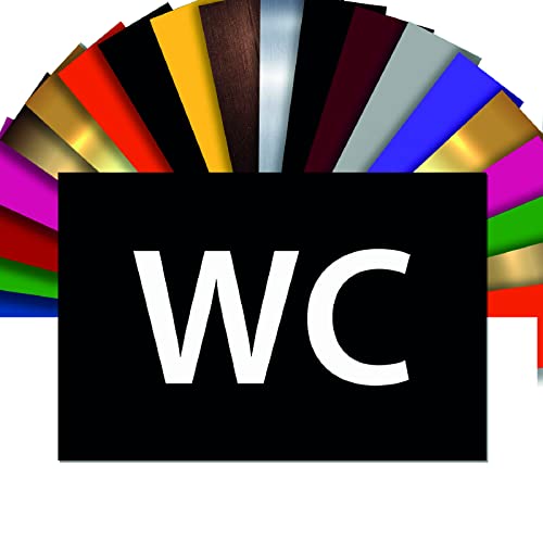 WC-Toiletten-Schild – Selbstklebende PVC-Türschild 10 x 15 cm – 21 Farben verfügbar (Schwarz) von GRAVURE CONCEPT