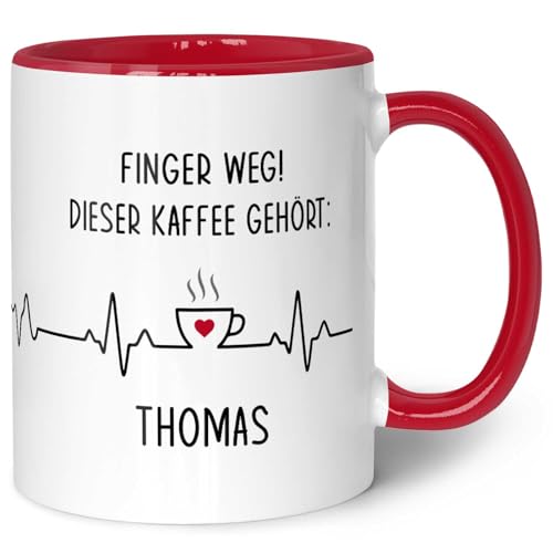 Bedruckte Tasse mit Spruch - Finger Weg! - Personalisiert mit Name - Lustige Geschenke für Arbeitskollegen im Büro Arbeit - Geschenk für Sie & Ihn - Spülmaschinenfest - Rot Bedruckte Tasse mit Spruch - Finger Weg! - Personalisiert mit Name - Lustige Geschenke für Arbeitskollegen im Büro Arbeit - Geschenk für Sie & Ihn - Spülmaschinenfest - Rot von GRAVURZEILE