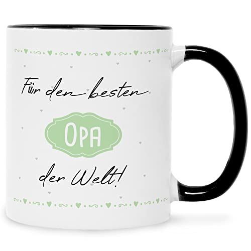 Bedruckte Tasse mit Spruch - Für den besten Opa der Welt! - Herzliche Geschenke - Geschenk für Opa Geburtstag Weihnachten - zum Vatertag - für Ihn - Farbe: Opa Schwarz & Weiß von GRAVURZEILE