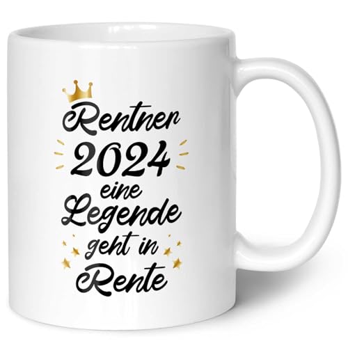 Bedruckte Tasse mit Spruch - Rentner 2024 - Lustige Geschenke zum Ruhestand - Geschenk für Mama Papa Oma Opa - für Männer & Frauen - für Sie & Ihn - Farbe: Rentner Weiß von GRAVURZEILE